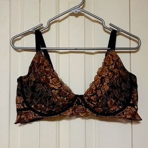 La Vie en Rose Black & Gold lace bra DD40